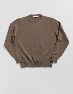 Wool Cashmere Ribbed Cuff Crewneck - Tortora