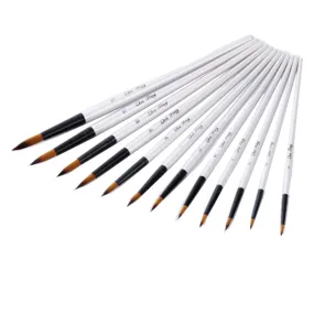 12 Paint Brushes White Rod Watercolor Pens Set  Nylon Wool Art