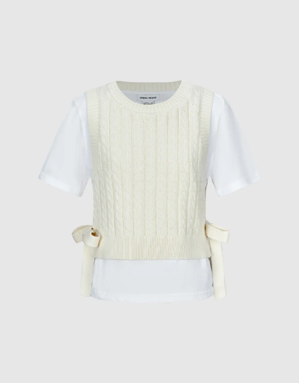 2 In 1 Crew Neck Knitted T-Shirt