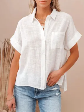 2024 Fashionable Summer Cotton Linen Short Sleeves Casual Elegant Top