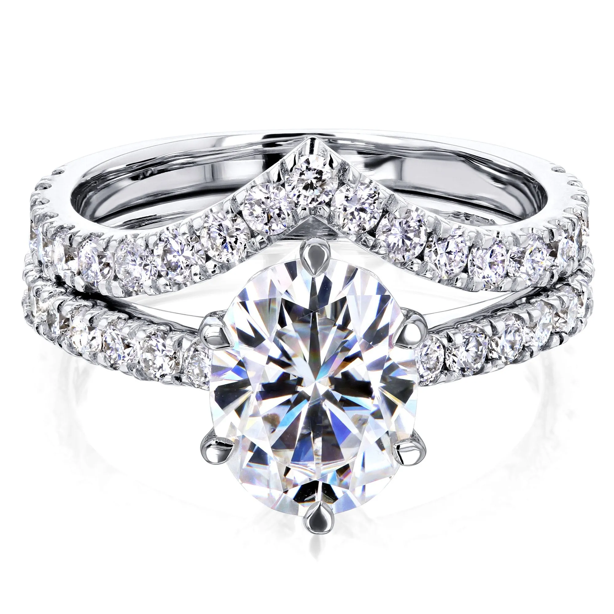 2.1ct Oval Moissanite Bridal Set