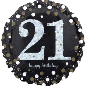 21st Sparkling Holographic Standard Foil Balloon