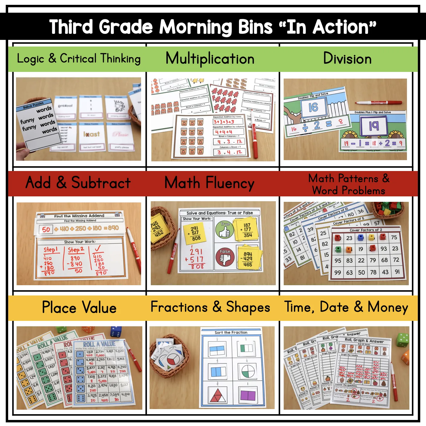 3rd Grade October Morning Bins | Printable Classroom Resource | The Moffatt Girls