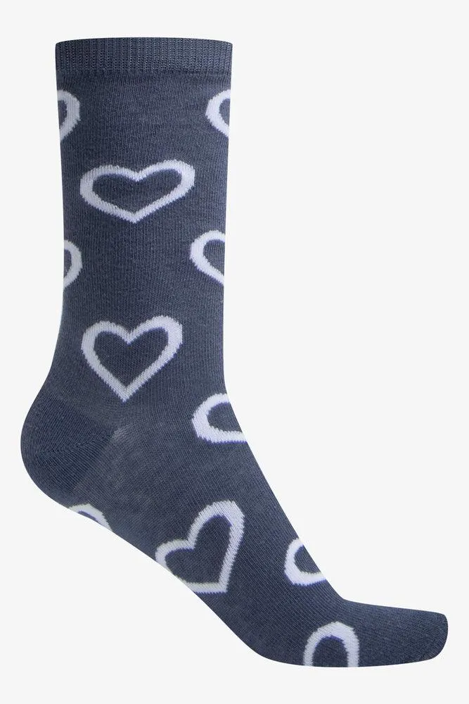 5 Pack Heart Anklet Socks Dark Blue