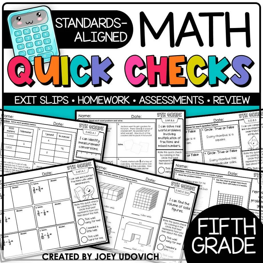 5th Grade Math | Assessments, Morning Work, Test Prep, Review, Homework | Joey Udovich