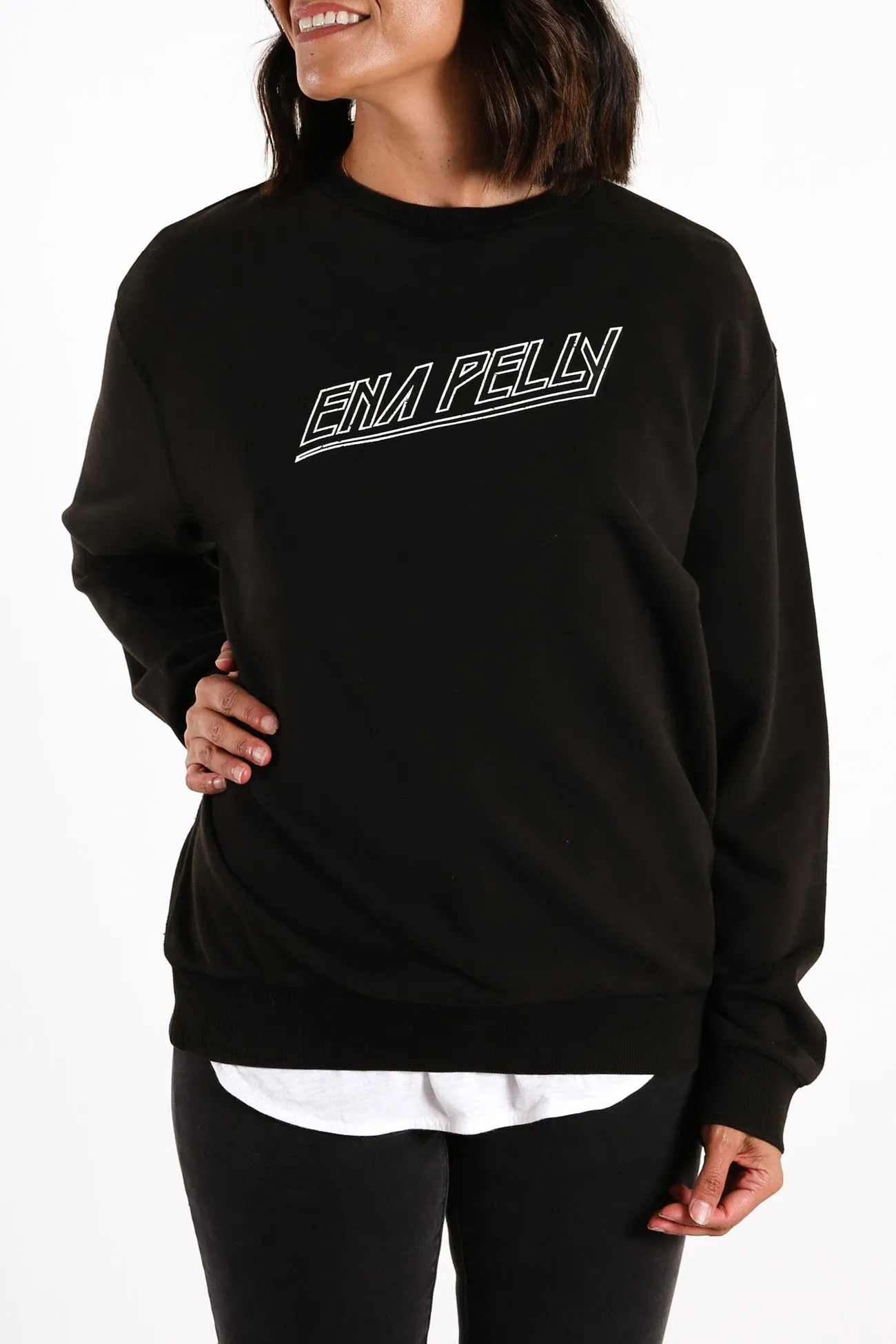 80S Block Logo Sweater Washed Black