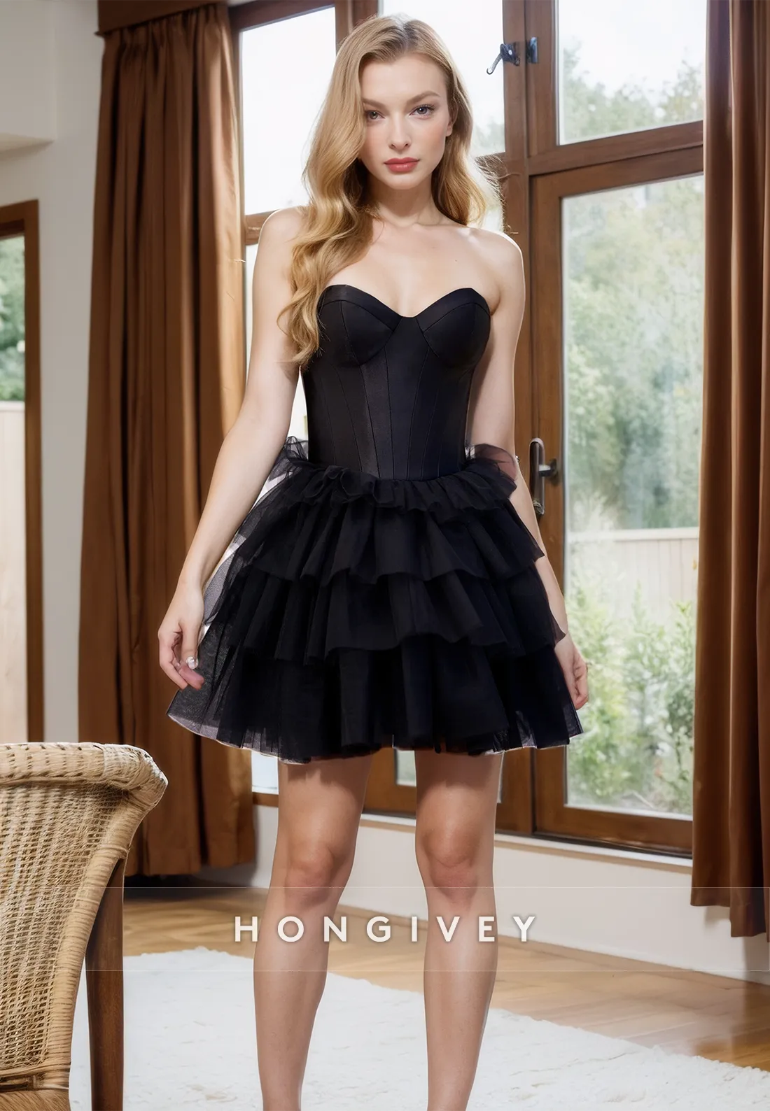 A-Line Sweetheart Empire Two Tone Party Evening Homecoming Dress