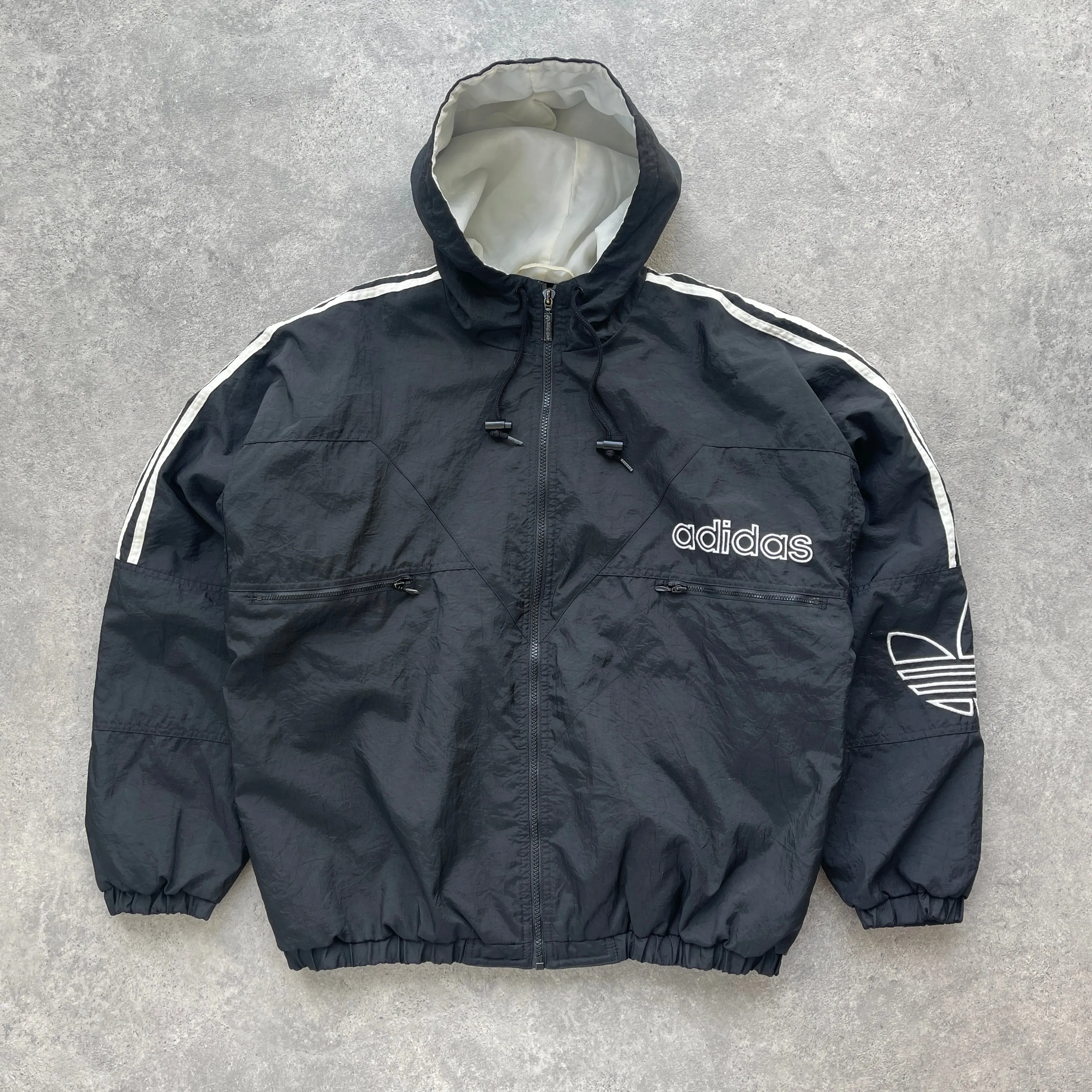 Adidas 1990s padded spellout bomber jacket (M)