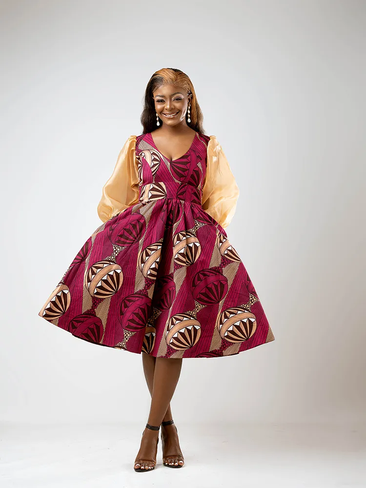 African Print Simi balloon sleeve dress