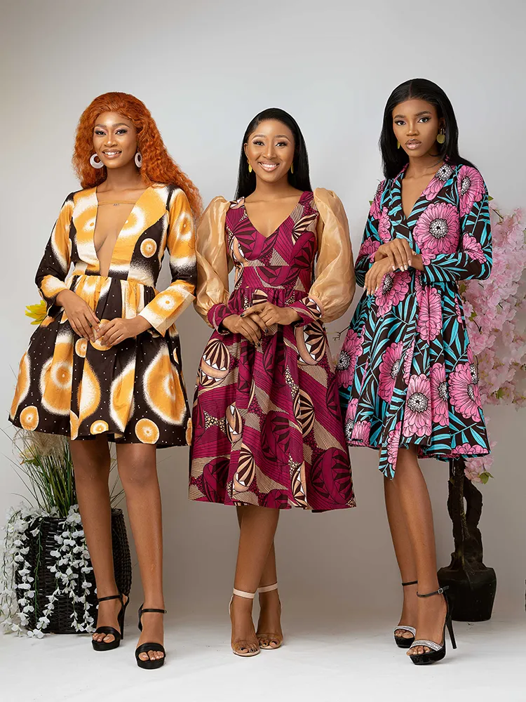 African Print Simi balloon sleeve dress