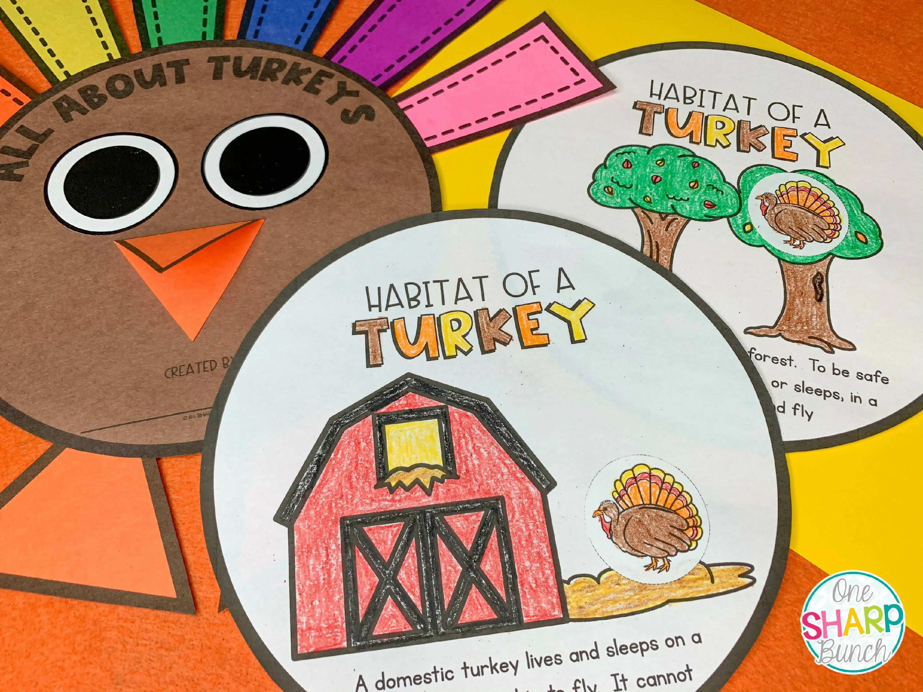 All About Turkeys: Turkey Craft, Turkey Nonfiction Unit & Turkey Life Cycle | Printable Classroom Resource | One Sharp Bunch