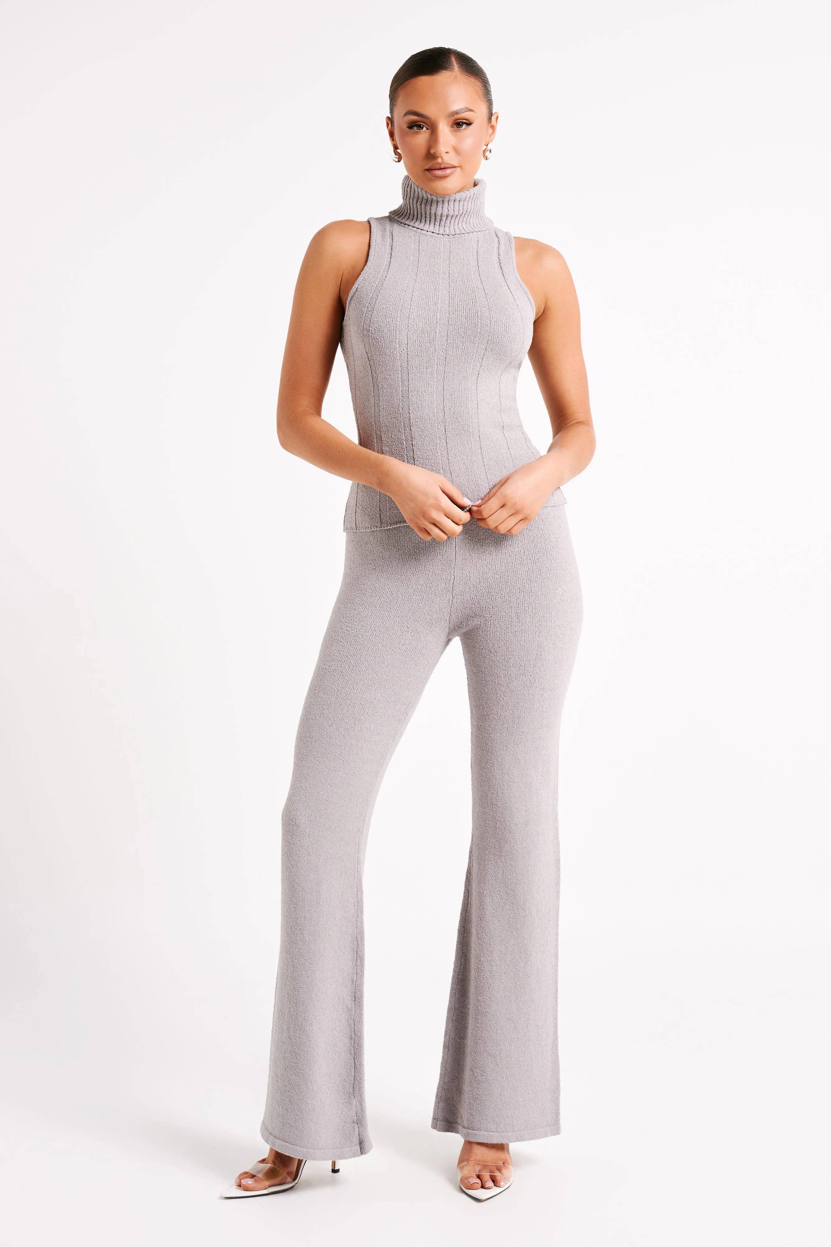 Angelina Knit Pants - Grey Marle