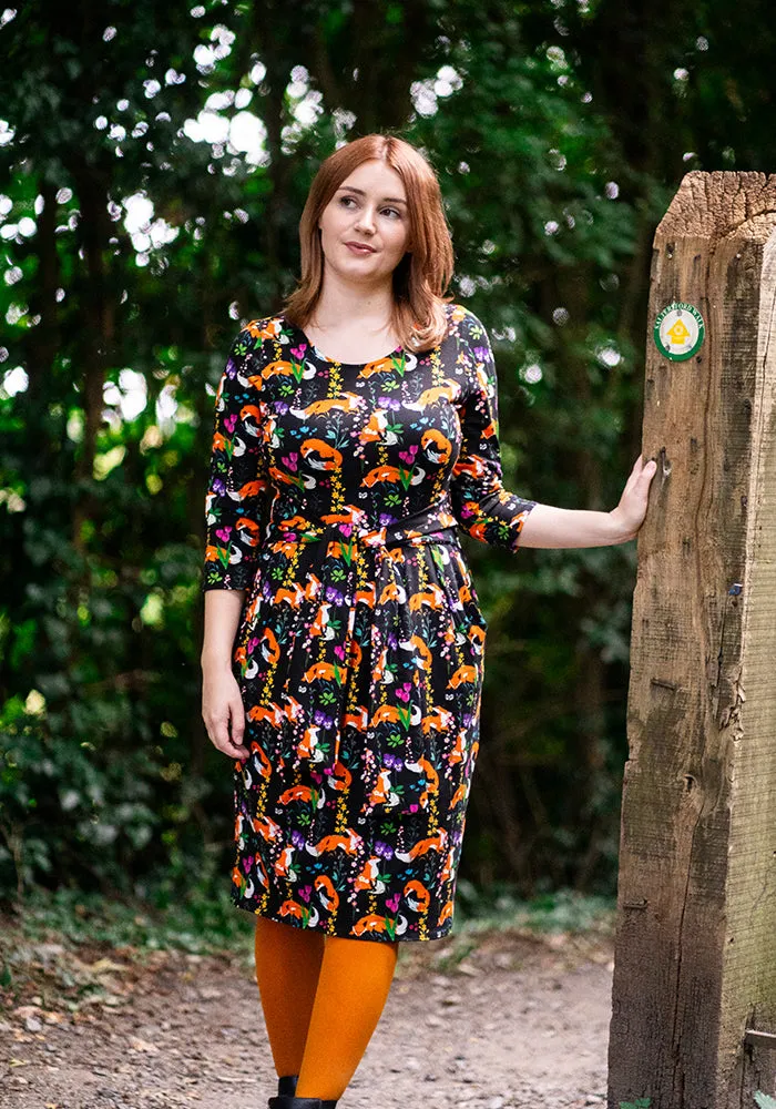 Apricot Garden Fox Print Cotton Dress