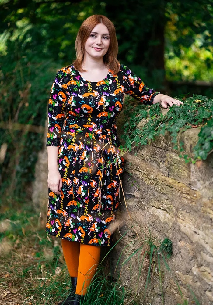 Apricot Garden Fox Print Cotton Dress