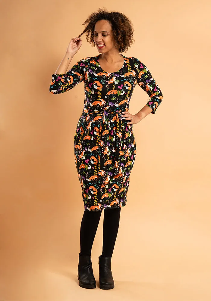 Apricot Garden Fox Print Cotton Dress