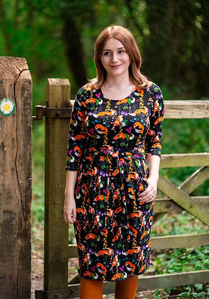 Apricot Garden Fox Print Cotton Dress