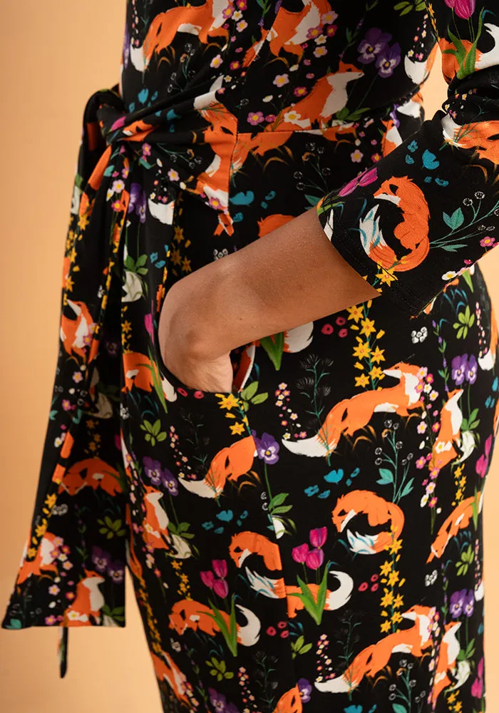 Apricot Garden Fox Print Cotton Dress