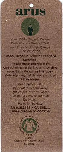 ARUS MEN'S ORGANIC TURKISH COTTON ADJUSTABLE CLOSURE SPA SHOWER AND BATH WRAP, NAVY MARINE, S/M