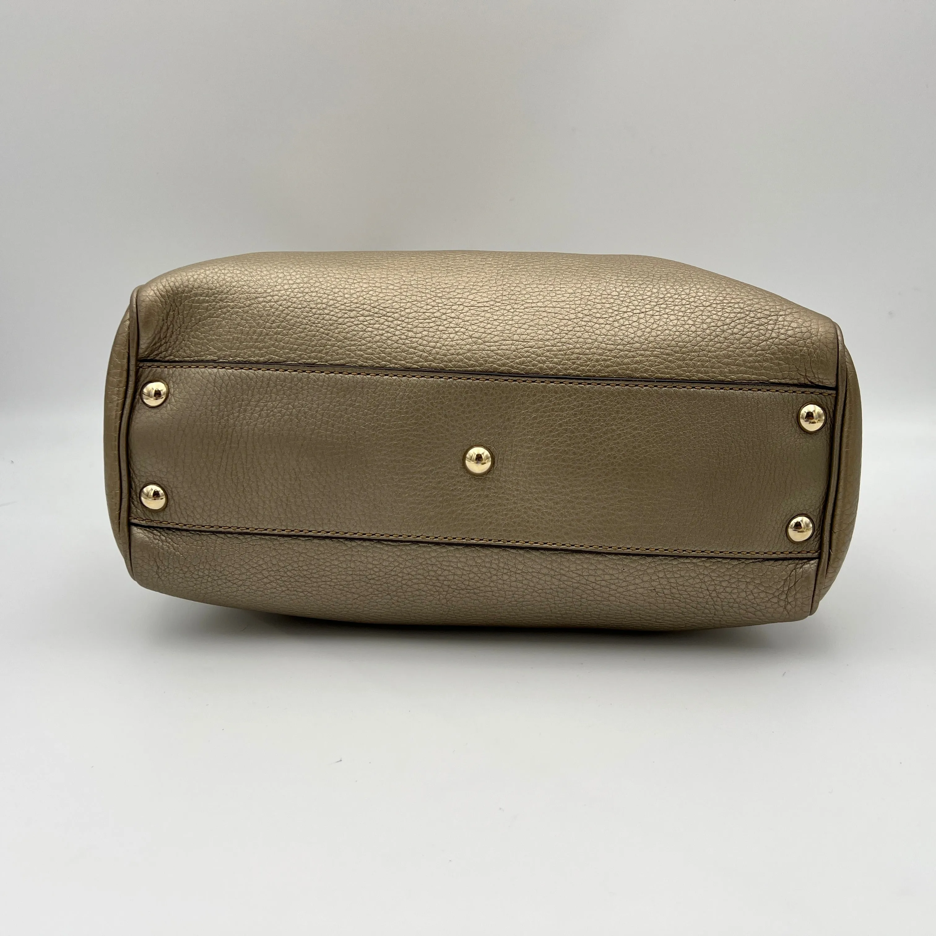 Bamboo Mini Gold Top Handle Bag in Calfskin, Light Gold hardware