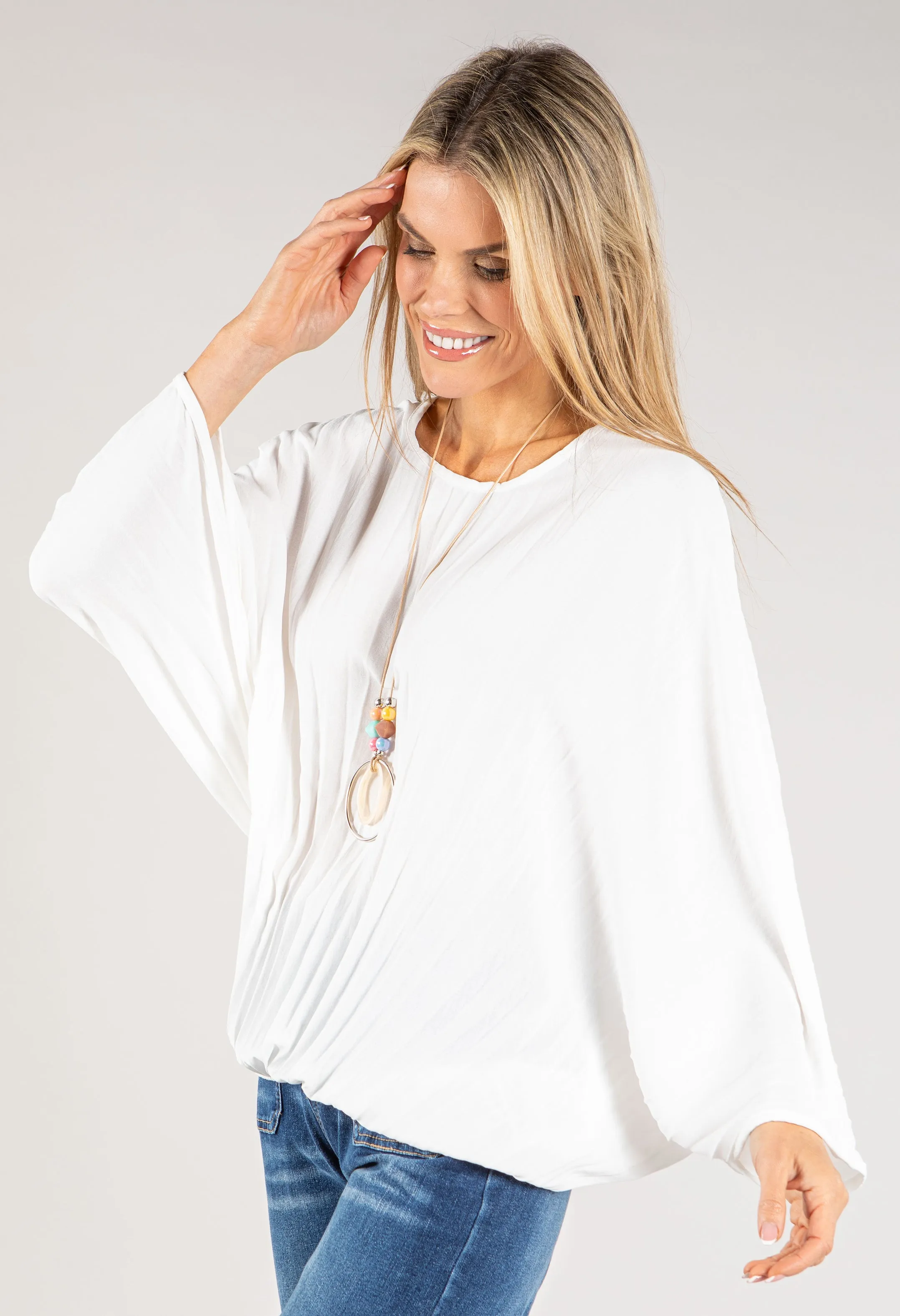 Batwing Blouse With Necklace