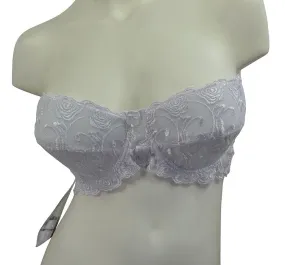 Beautiful Plus-Size Embroidered Balconnette Bra - White