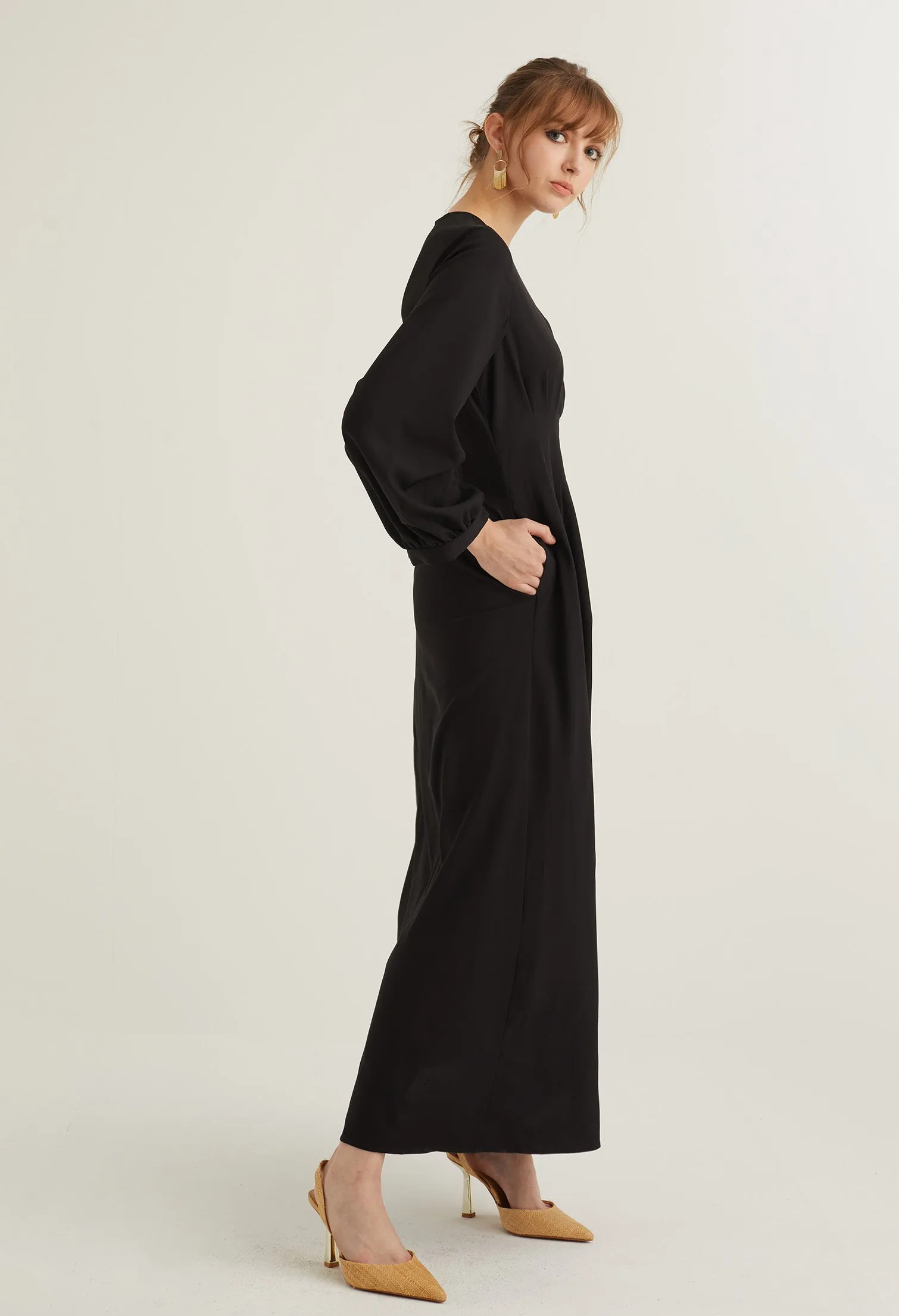 Bishop Sleeve Elegant Maxi Dress