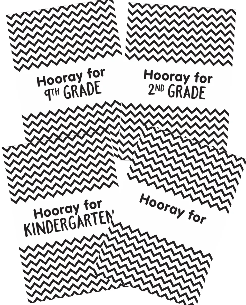 Black and White "Hooray" Poster Set | Just Teach | UPRINT | Schoolgirl Style