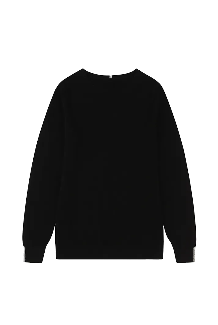 Black Cashmere Crew Neck Sweater