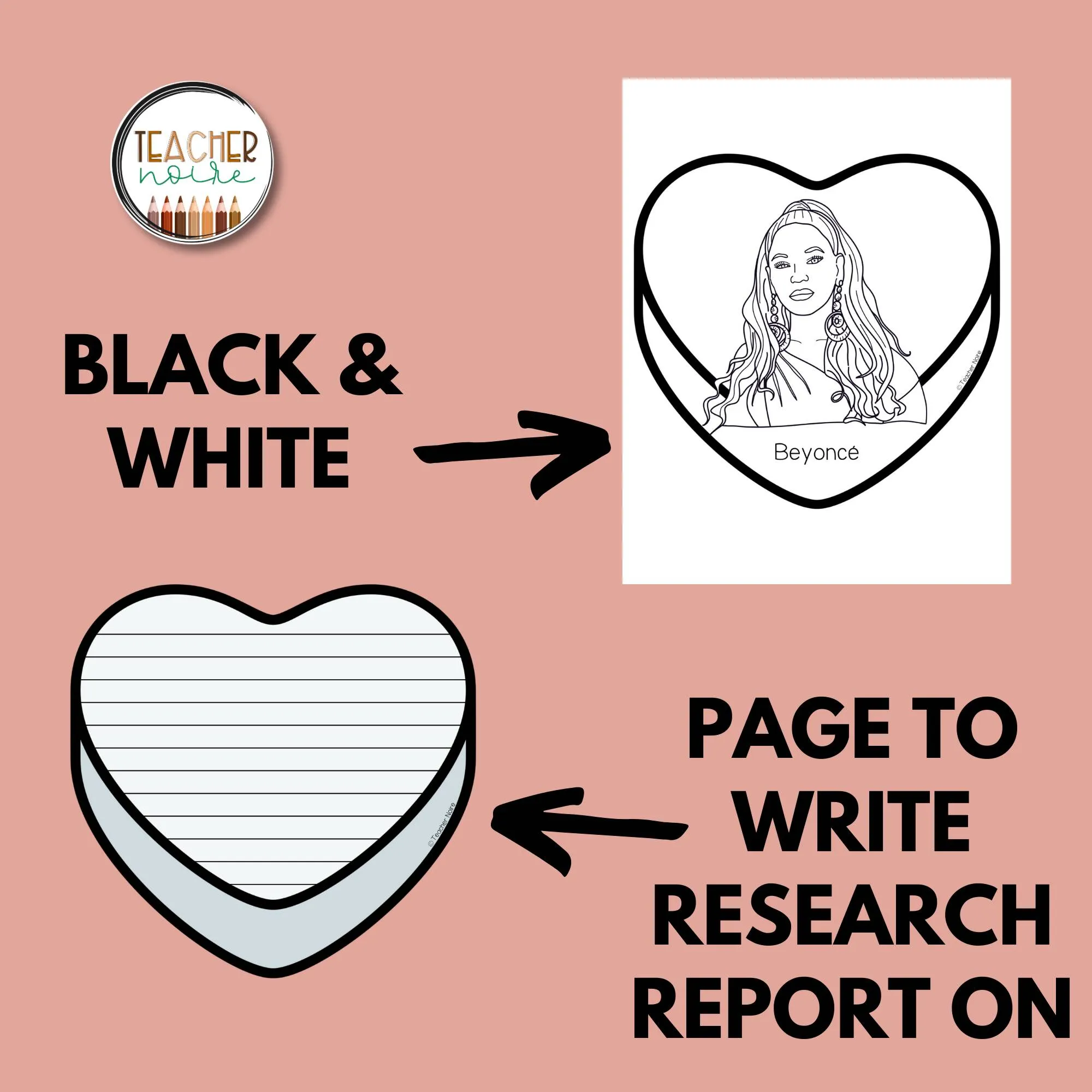 Black History Research Project- Valentine's Day, Coloring Page