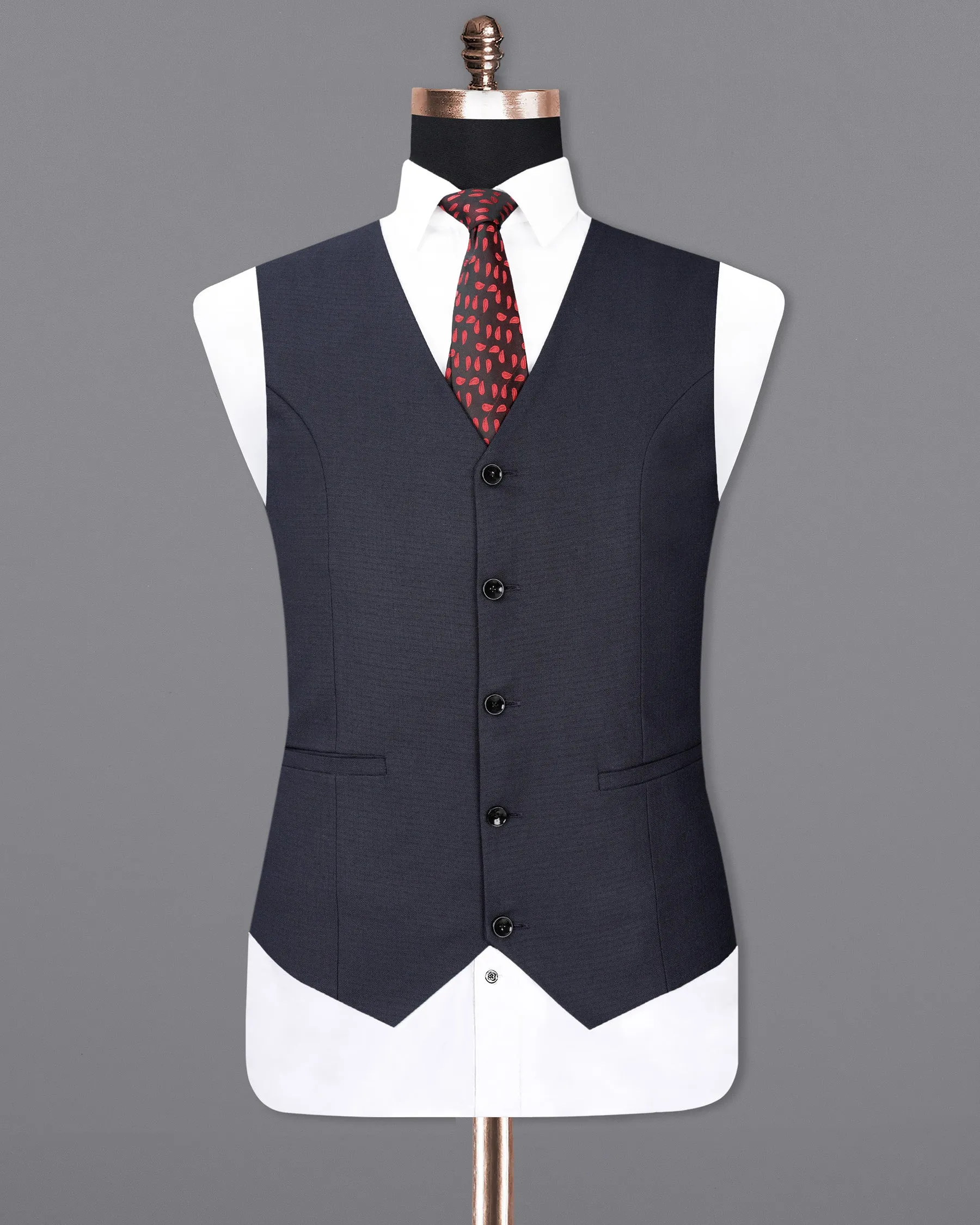 Bleached Cedar Blue Textured Waistcoat