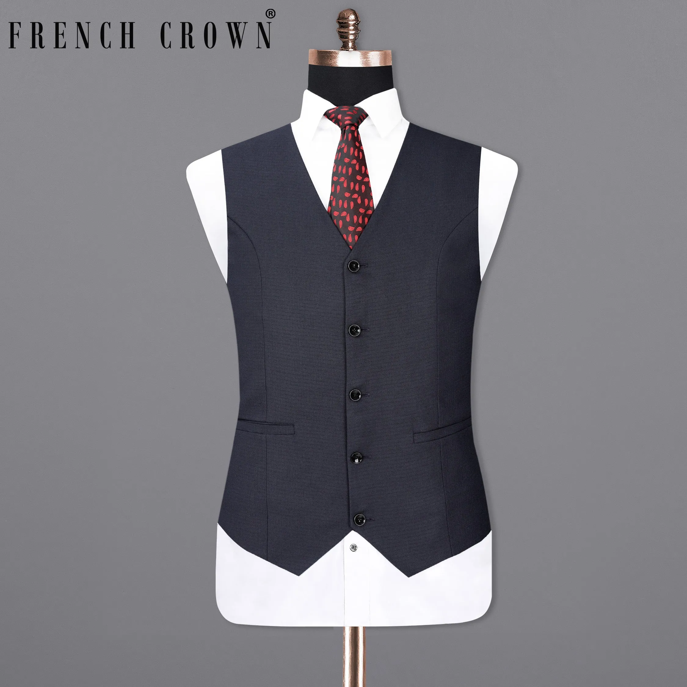 Bleached Cedar Blue Textured Waistcoat