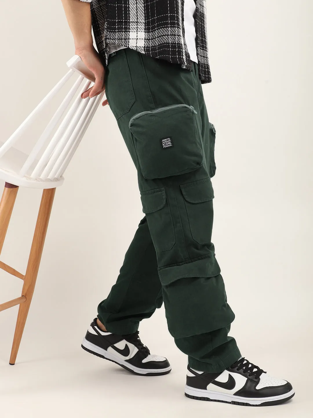 Boombox Pine Green Baggy Fit Cotton Cargo