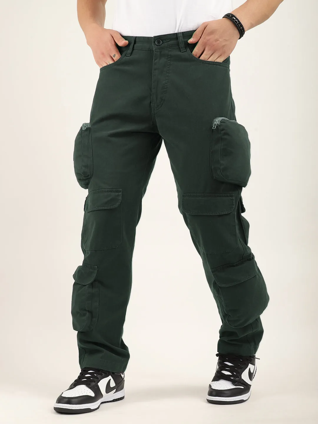 Boombox Pine Green Baggy Fit Cotton Cargo