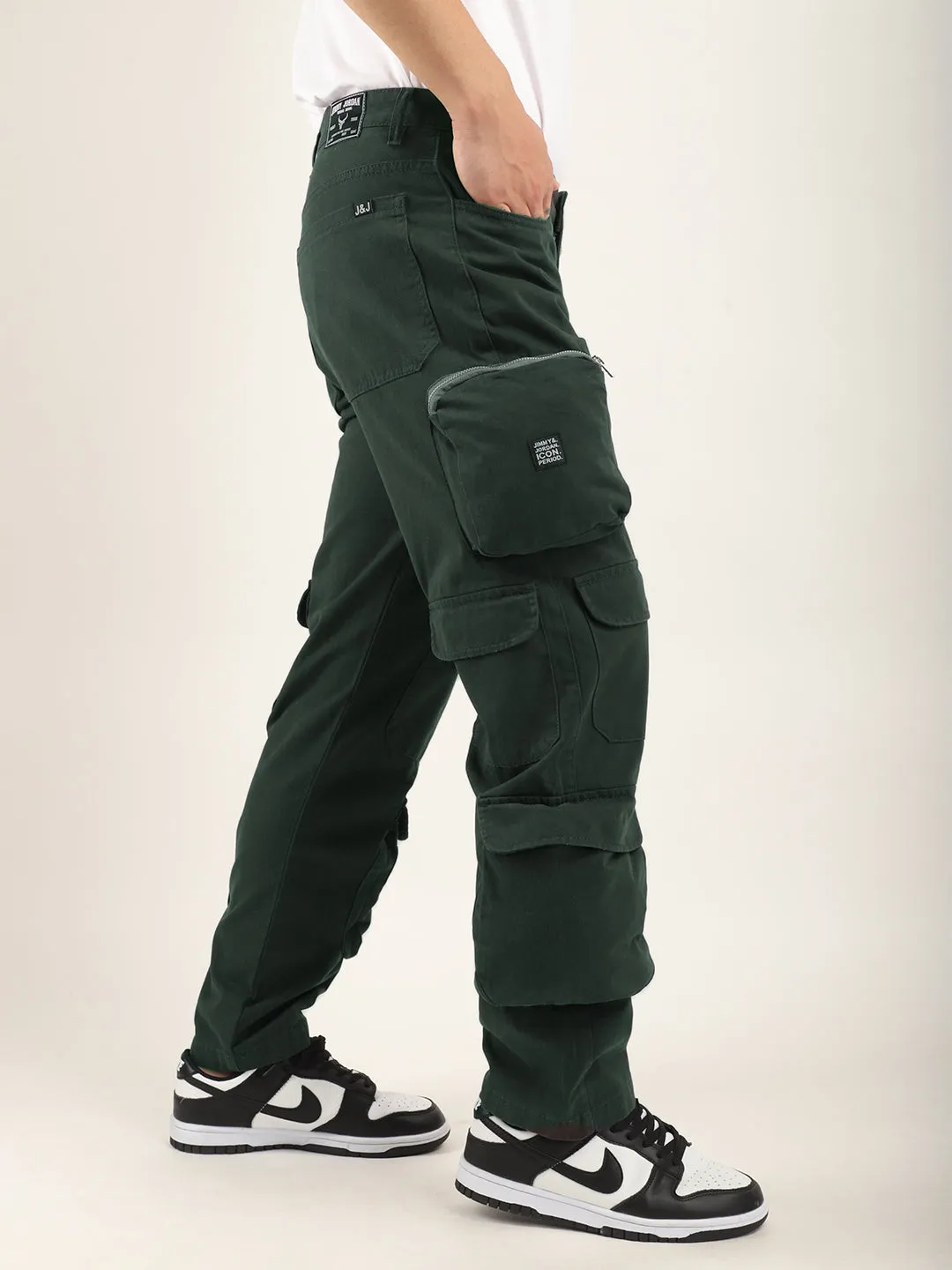 Boombox Pine Green Baggy Fit Cotton Cargo