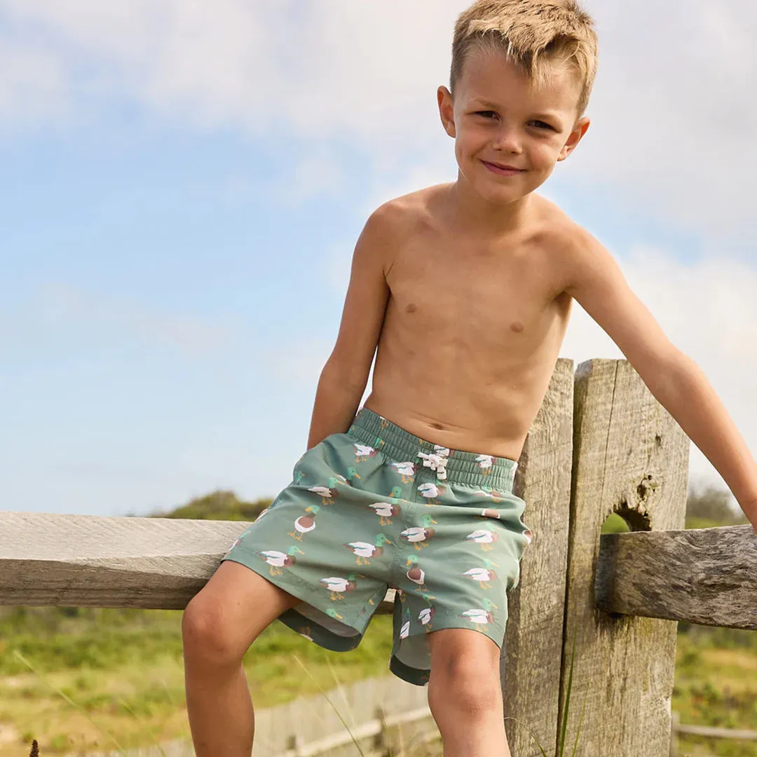 Boys Swim Trunk - Green Mallard Friends