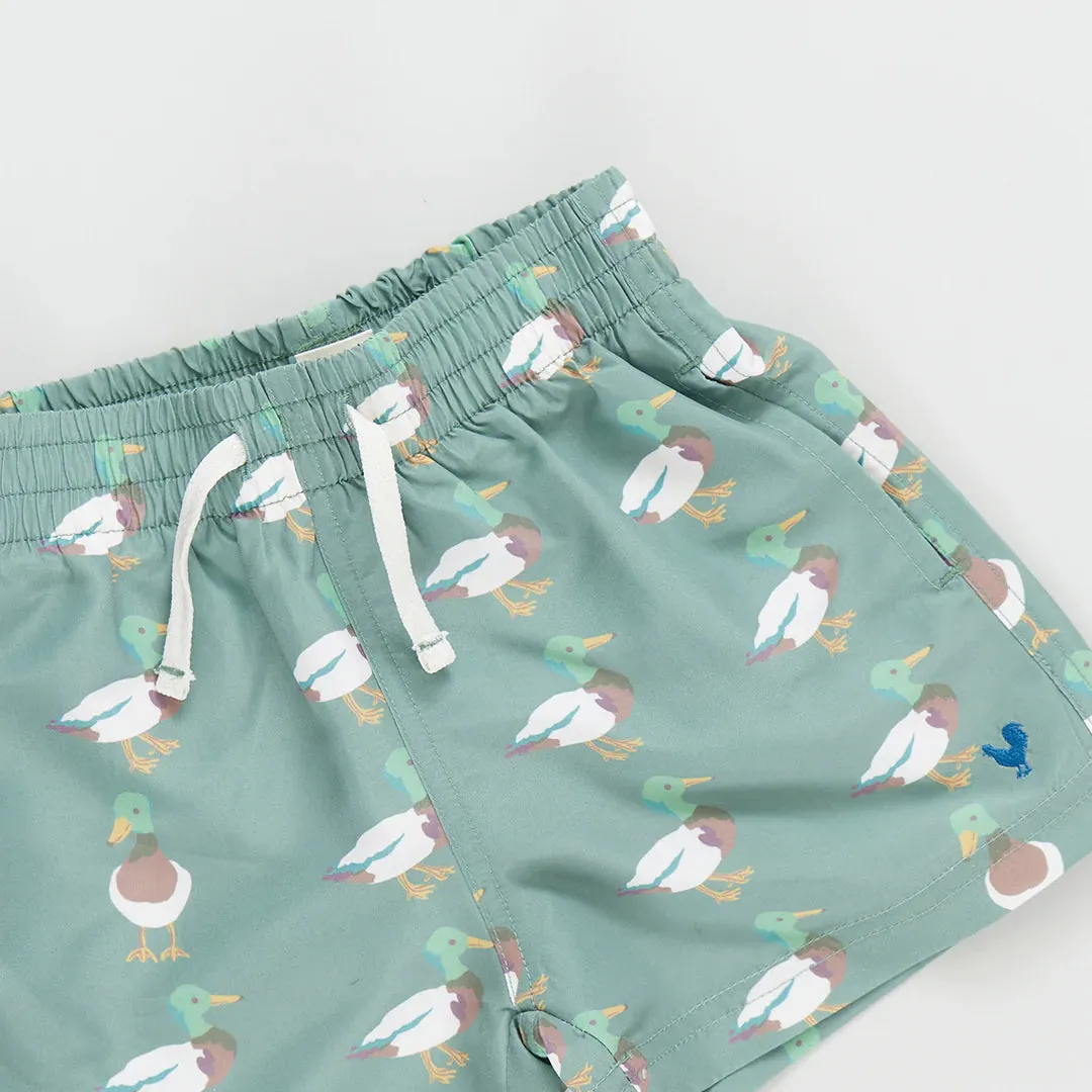 Boys Swim Trunk - Green Mallard Friends