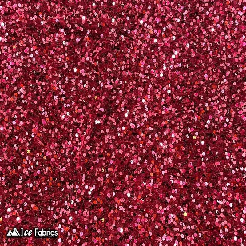 Burgundy Emma Stretch Velvet Fabric with Embroidery Sequin