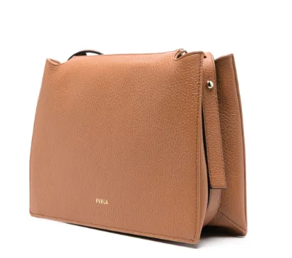 CAMEL BROWN PEBBLED LEATHER BAG