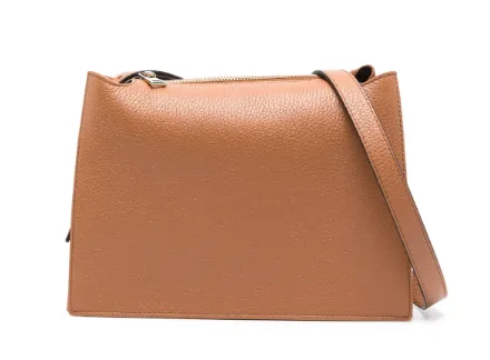 CAMEL BROWN PEBBLED LEATHER BAG