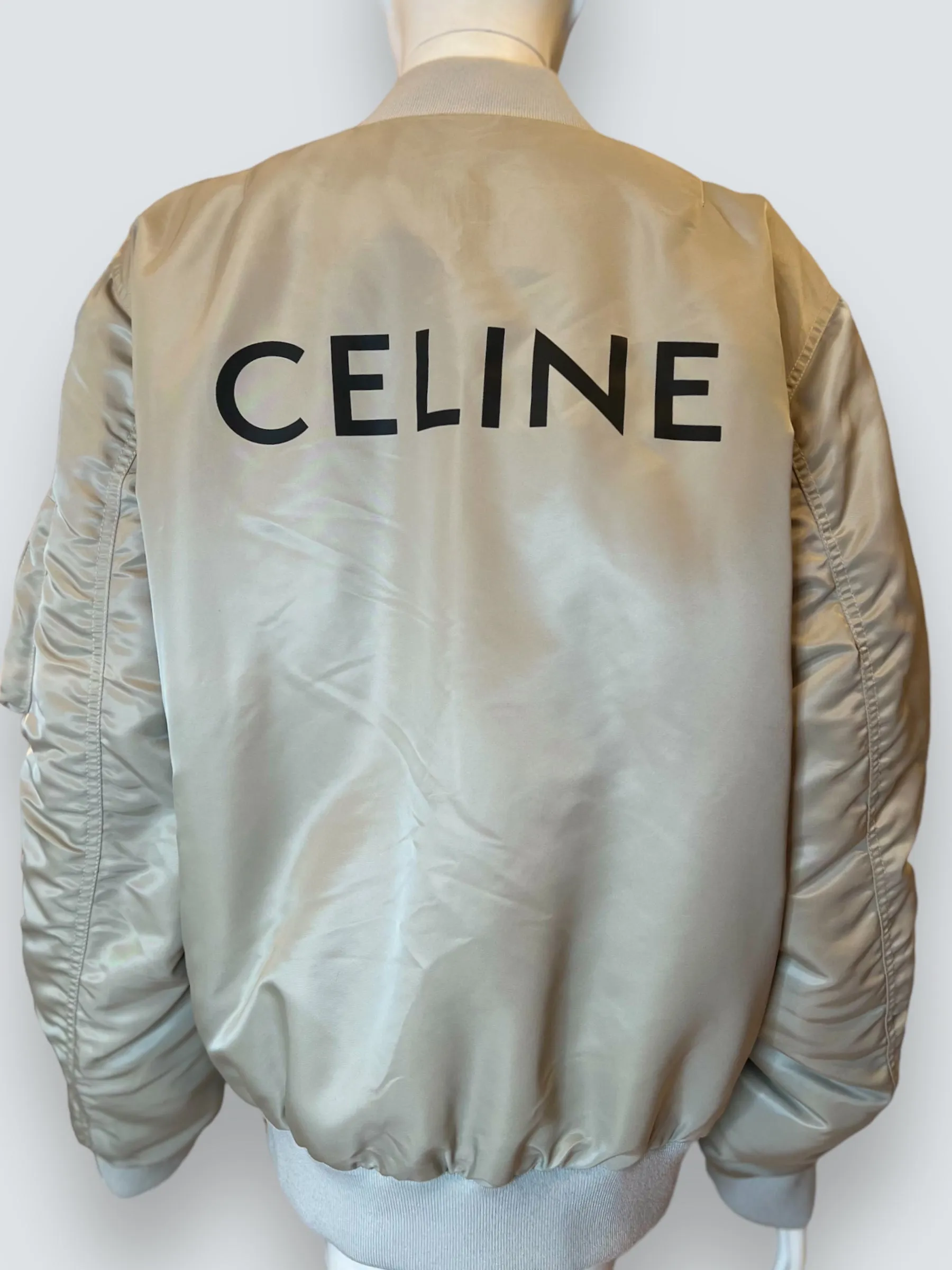 Celine Taupe Bomber Jacket - Size Medium