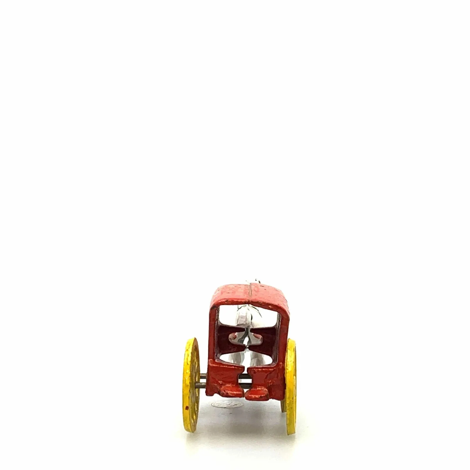 Champion Cast Iron Red Ice Wagon White Horse Drawn Cart Carriage Toy, Yellow Wheels