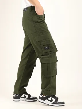 City 8 Pocket Olive Green Denim Cargo