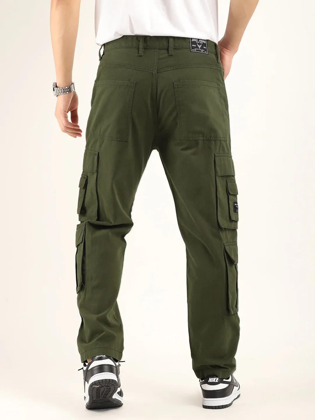 City 8 Pocket Olive Green Denim Cargo