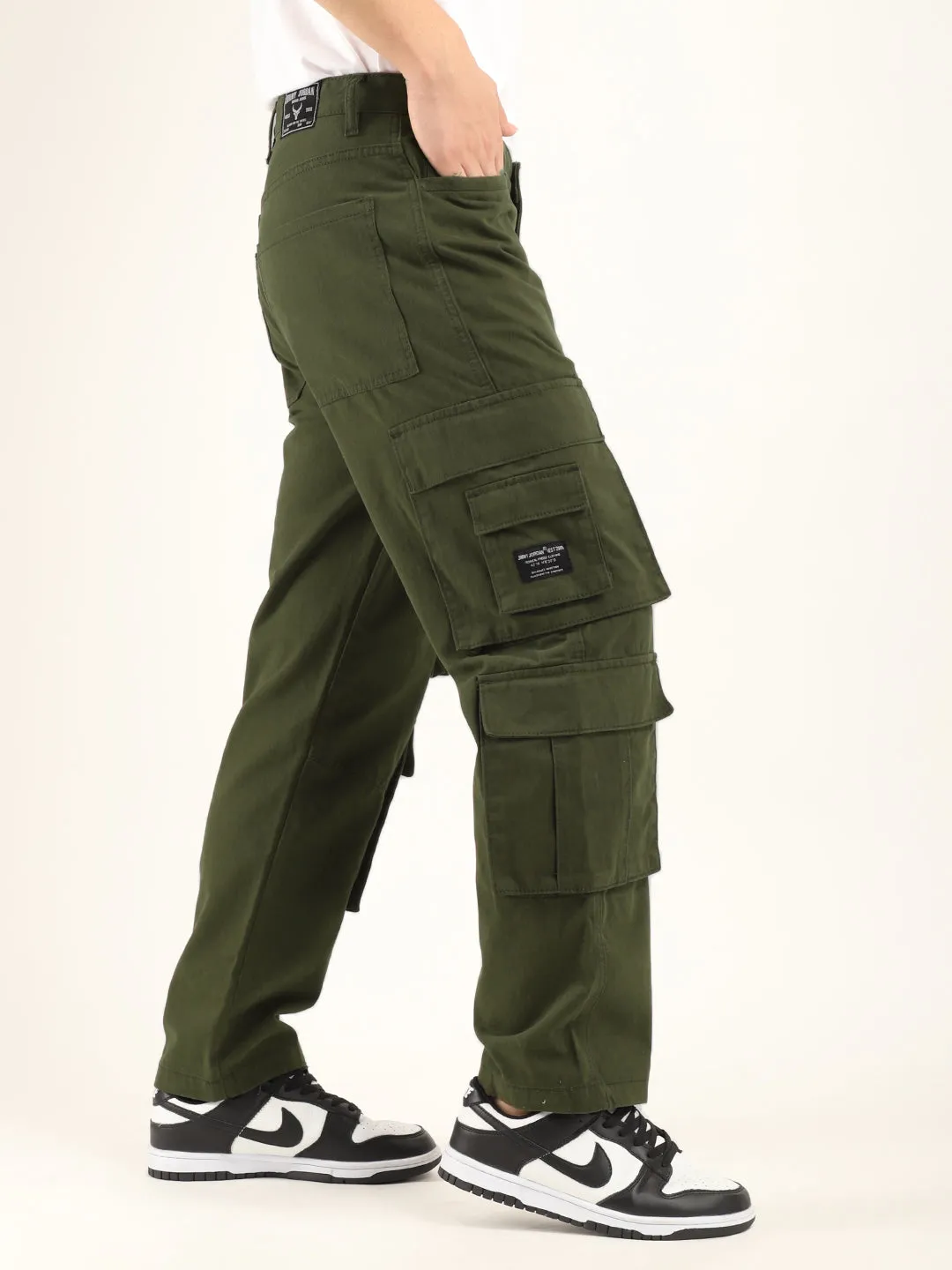 City 8 Pocket Olive Green Denim Cargo