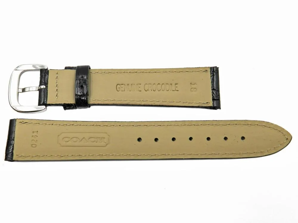 Coach Genuine Crocodile Leather Black 18mm Watch Band