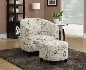 COASTER HOME FURNISHINGS 900210 ACCENT CHAIR AND OTTOMAN IN VINTAGE FRENCH PRINT FABRIC