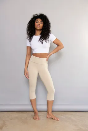 Cropped Lightweight Leggings - Natural Beige