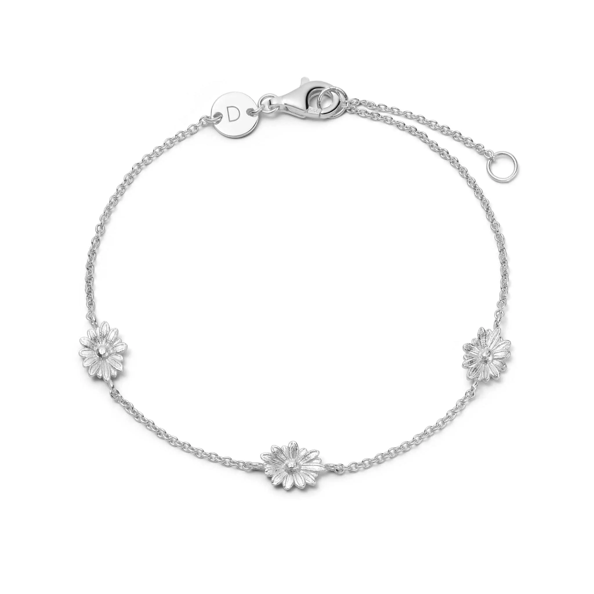 Daisy Chain Flower Bracelet Sterling Silver