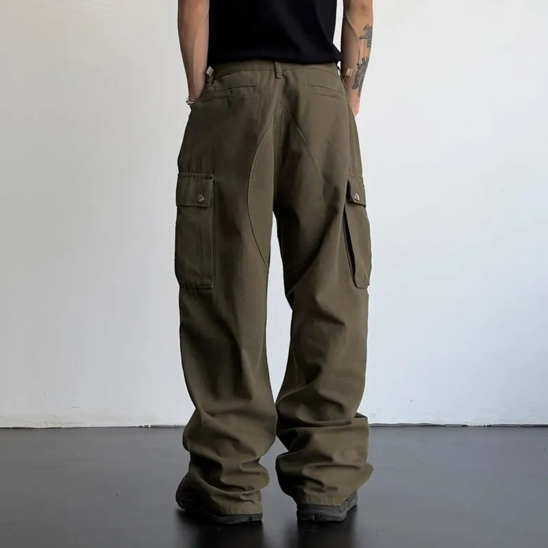 Double Waist Strap Wide Leg Cargo Pants