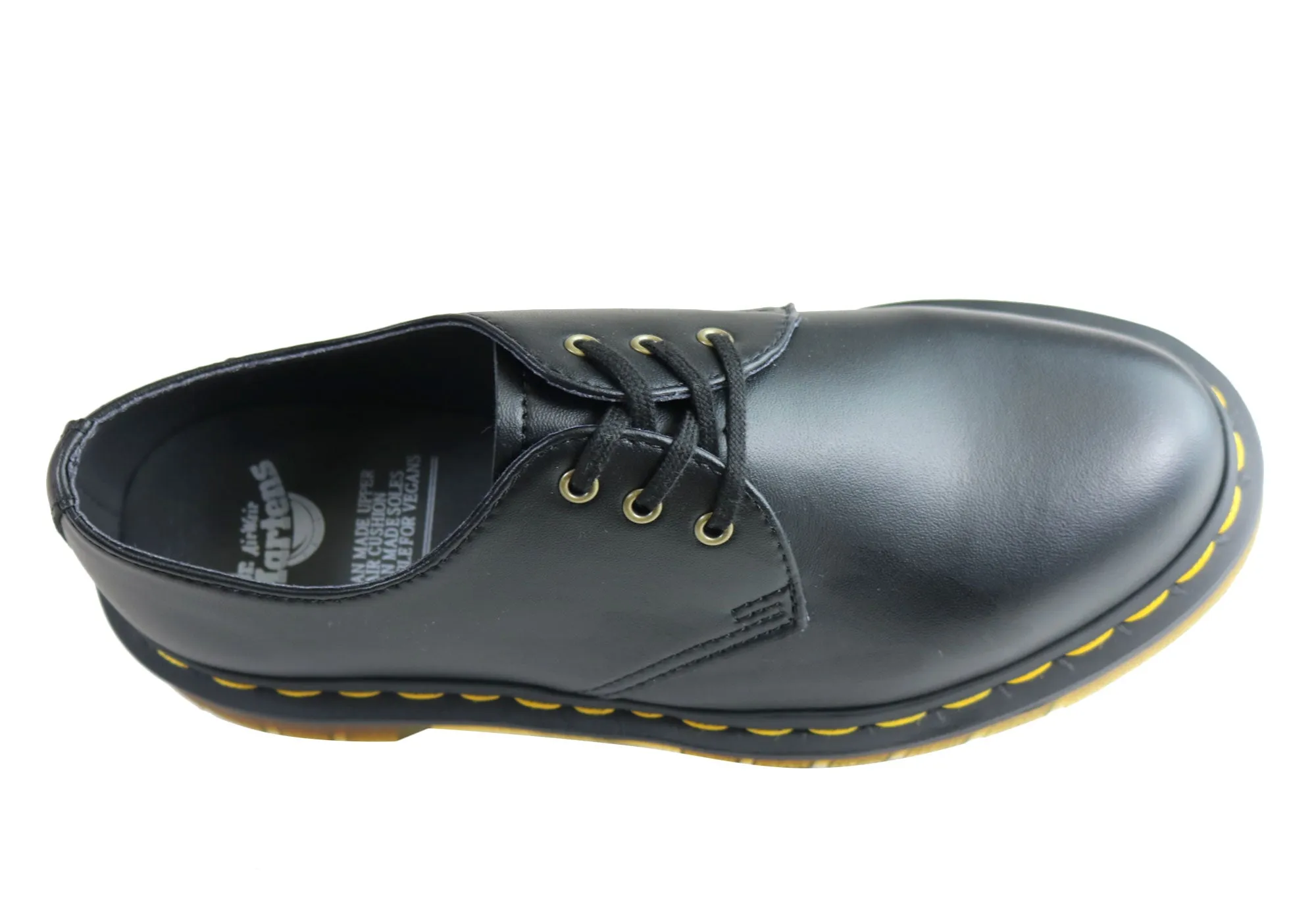 Dr Martens Vegan 1461 3 Eye Black Lace Up Comfortable Unisex Shoes